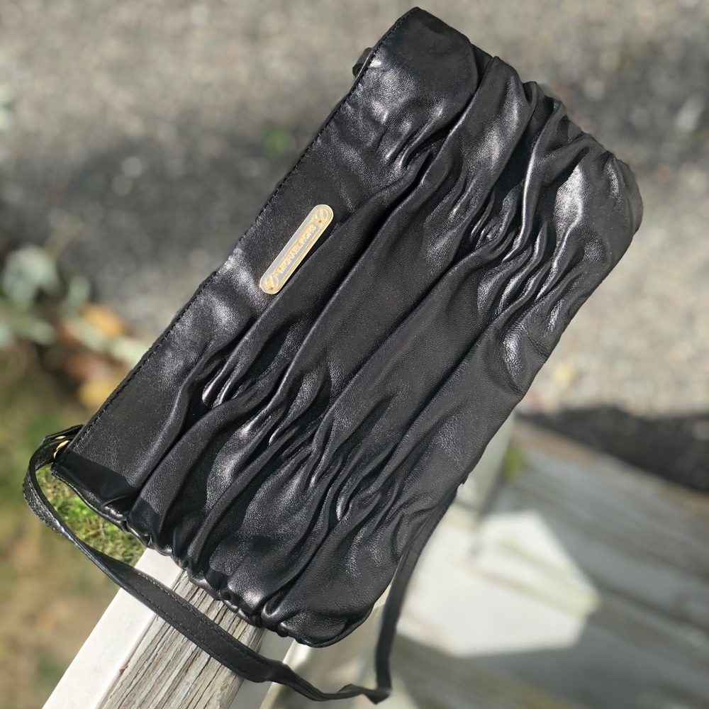 MICHAEL KORS Ruched Leather Shoulder Bag Clutch